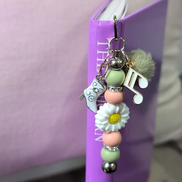 Country Western Cowboy Boot Floral Charm Metal  Bookmark with Music Note - Picture 4 of 7